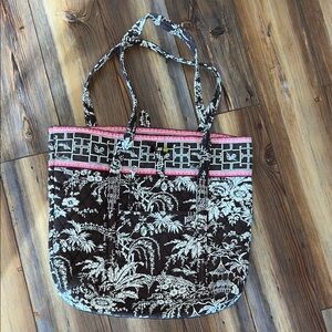 Vera Bradley Imperial Toile Villager Tote Bag RETIRED pattern